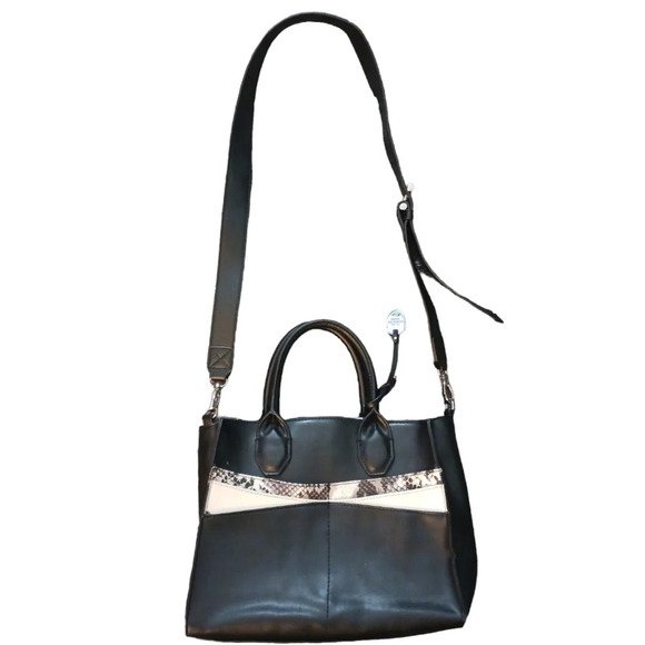 NEW London Fog Black & White Handbag Purse Crossbody - Picture 12 of 13